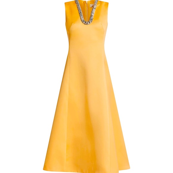 Leo Lin Dresses & Skirts - Vibrant Orange Embellished A-Line Midi Dress NWT